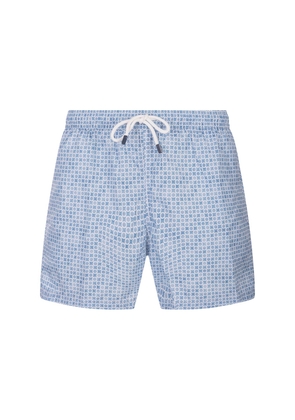 Fedeli Swim Shorts With Micro Pattern Of Polka Dots And Flowers