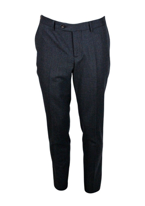 Brunello Cucinelli Trousers Made Of Soft And Precious 100% Virgin Wool With Front And Back Pockets, Zip Closure. Italian Fit