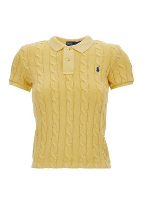 Polo Ralph Lauren Yellow Polo Pony Short Sleeve Shirt In Cotton Woman