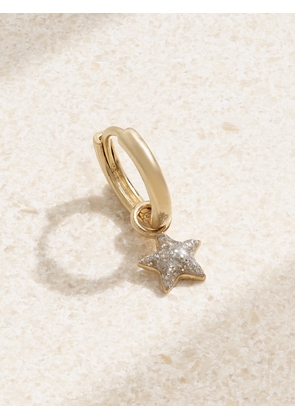 Alison Lou - Tiny Star Huggie 14-karat Gold And Glittered Enamel Single Hoop Earring - One size
