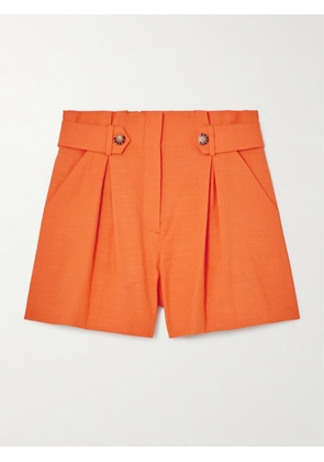 Veronica Beard - Franzi Pleated Linen-blend Shorts - Orange - US0,US2,US4,US6,US8,US10,US12