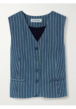 The Frankie Shop - Clare Striped Denim Vest - Blue - x small,small,medium,large
