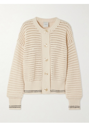 Varley - Kris Striped Open-knit Cotton Cardigan - Neutrals - xx small,x small,small,medium,large,x large
