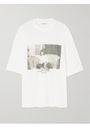 Anine Bing - Avi Printed Cotton-jersey T-shirt - Ivory - x small,small,medium,large