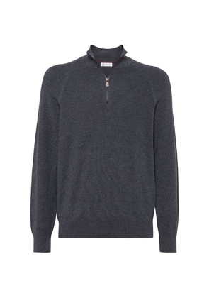 Brunello Cucinelli Ribbed Half-Zip Sweater