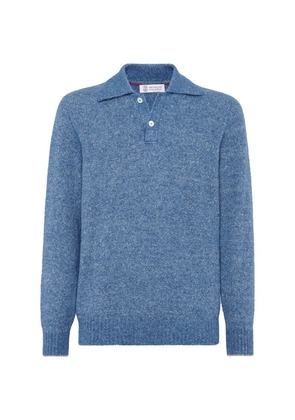 Brunello Cucinelli Alpeca-Blend Flecked Polo Sweater