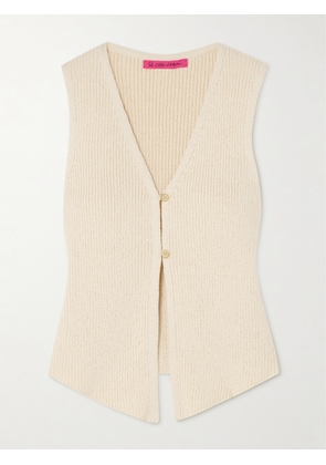 The Elder Statesman - Nora Knitted Cotton Vest - Yellow - x small,small,medium,large