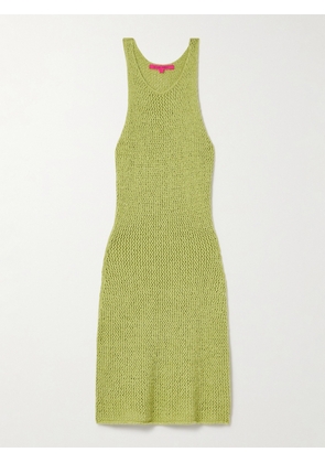 The Elder Statesman - Open-knit Mulberry Silk Mini Dress - Yellow - x small,small,medium,large