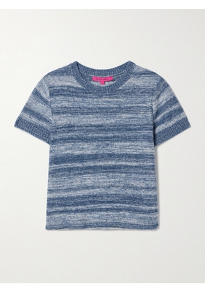 The Elder Statesman - Nimbus Crest Striped Cashmere And Cotton-blend T-shirt - Blue - x small,small,medium,large