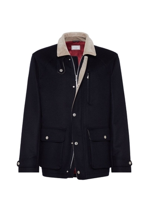 Brunello Cucinelli Wool Corduroy-Collar Field Jacket