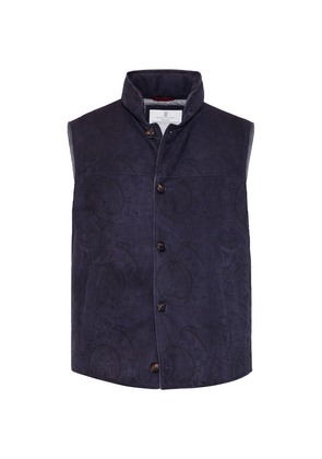 Brunello Cucinelli Suede Down-Padded Paisley Gilet