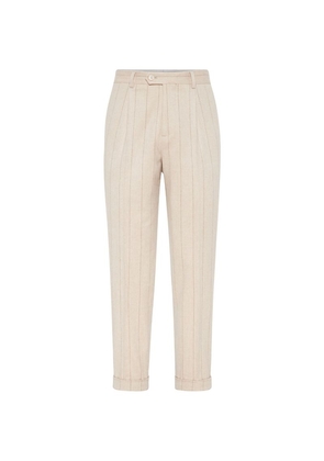 Brunello Cucinelli Alpaca-Blend Chalk Stripe Trousers
