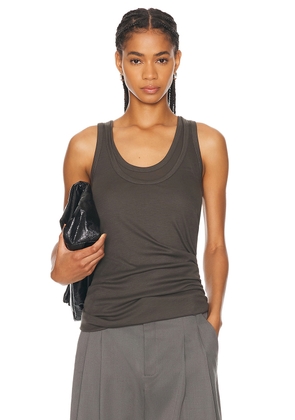 Helmut Lang Double Layer Tank Top in Graphite - Grey. Size L (also in M, S, XS).