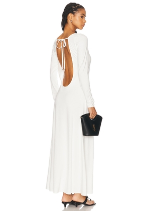 CAROLINE CONSTAS Aliyah Scoop Back Long Sleeve Midi Dress in Alabaster - White. Size M (also in S, XS).