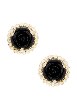 Rowen Rose Oversized Strass Earrings in Black Rose & White - Black. Size all.
