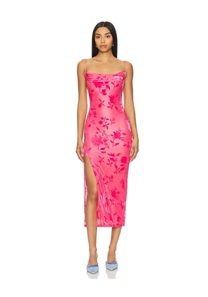 MORE TO COME Deana Midi Dress in Pink. Size M, S, XL, XS, XXS.