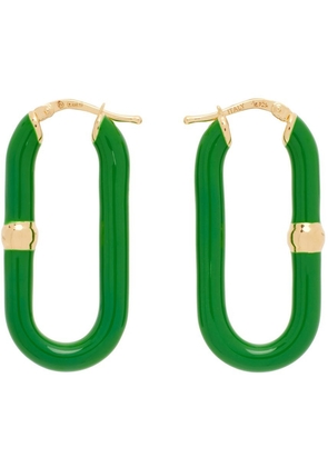 Bottega Veneta Gold & Green Long Hoop Earrings
