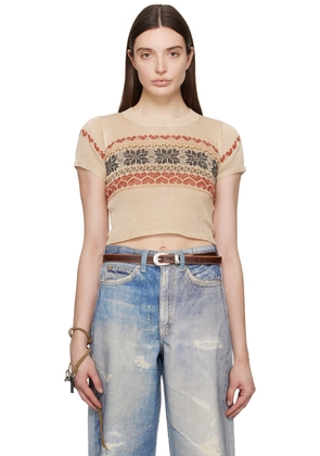 OUR LEGACY Beige Cropped T-Shirt