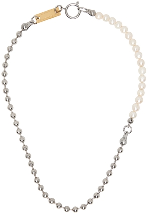 IN GOLD WE TRUST PARIS Silver Pearl Ball Chain Necklace