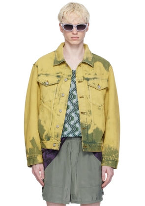 Dries Van Noten Green Garment-Dyed Denim Jacket