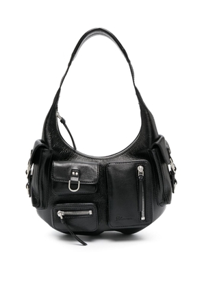 Blumarine pocket-embellished leather shoulder bag - Black