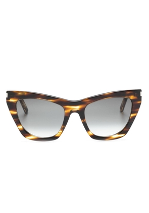 Saint Laurent Eyewear logo-engraved cat-eye sunglasses - Brown