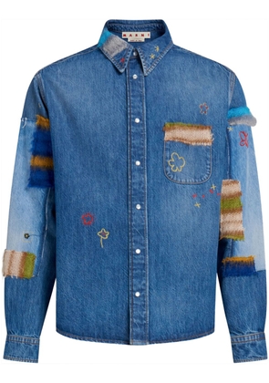 Marni embroidered denim shirt - Blue