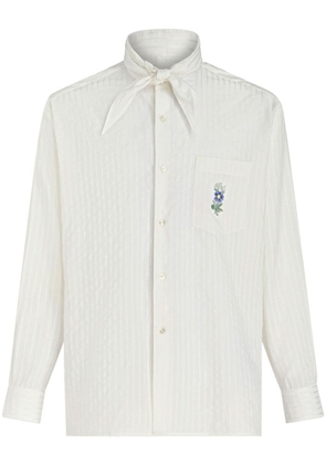 ETRO floral-embroidered striped shirt - Neutrals