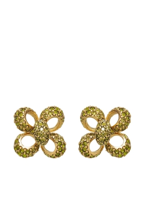 Oscar de la Renta small Clover crystal-embellished earrings - Gold