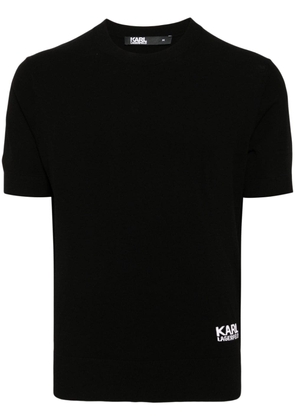 Karl Lagerfeld logo-intarsia knitted top - Black