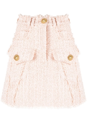 Balmain frayed tweed miniskirt - Neutrals