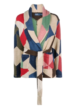 Polo Ralph Lauren patchwork-motif tie-waist cardigan - Neutrals