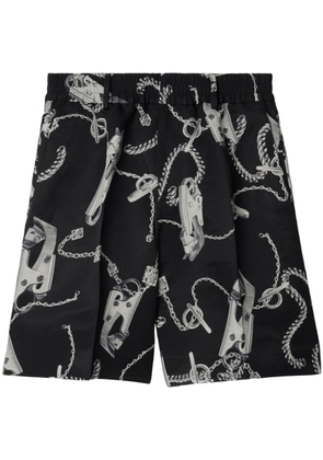 Burberry chain link-print straight-leg shorts - Silver