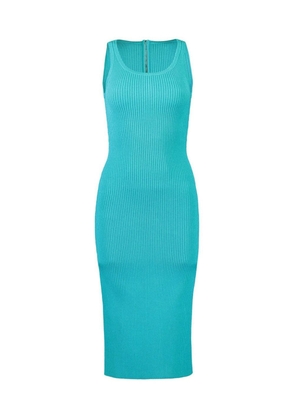Michael Kors ribbed-knit zip-up midi dress - Blue