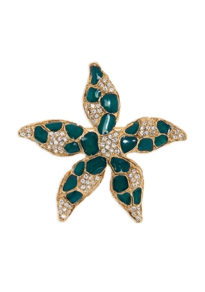 Oscar de la Renta Starfish crystal-embellished brooch - Gold