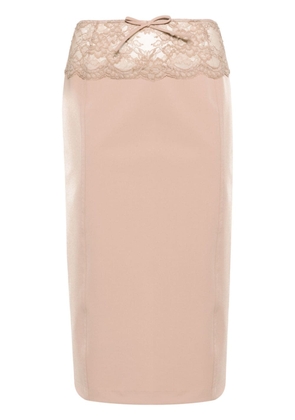 Blumarine lace-panel pencil skirt - Neutrals