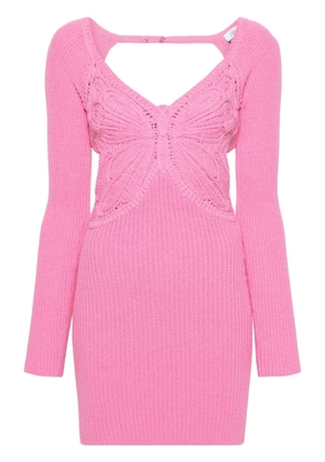 Blumarine butterfly-embroidered knitted minidress - Pink