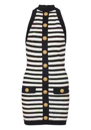 Balmain striped-knit mini dress - Black