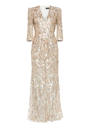 Jenny Packham Oscar sequin-embellished gown - Gold