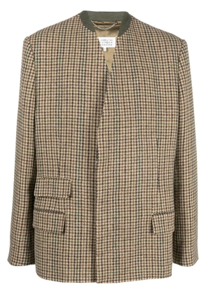 Maison Margiela houndstooth-pattern wool blazer - Brown