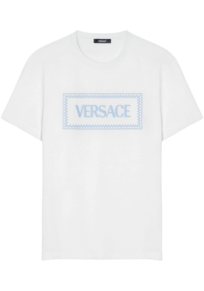 Versace logo-embroidered cotton T-shirt - White