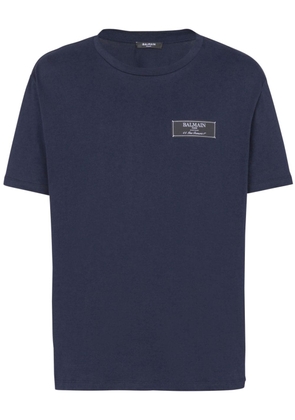Balmain logo-tag cotton T-shirt - Blue
