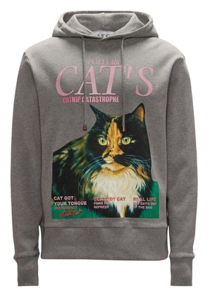 JW Anderson Cat-print organic cotton hoodie - Grey