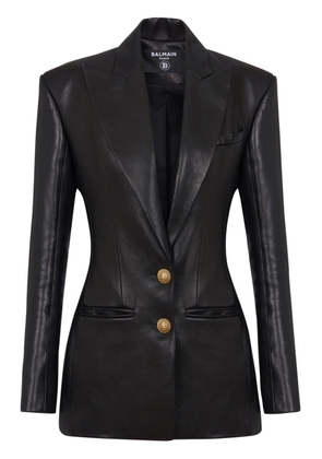 Balmain peak-lapel leather blazer - Black