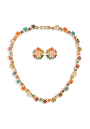 Susan Caplan Vintage 1980s D'orlan crystal-embellished necklace and earrings set - Gold