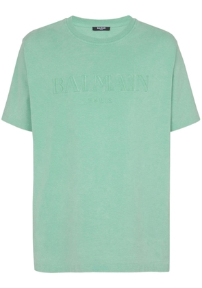 Balmain logo-embroidered cotton T-shirt - Green