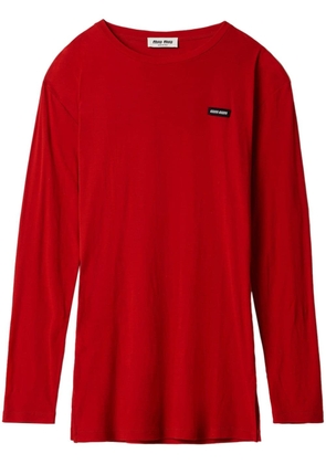 Miu Miu logo-appliqué T-shirt dress - Red