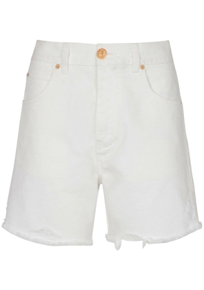 Balmain frayed denim mini shorts - White