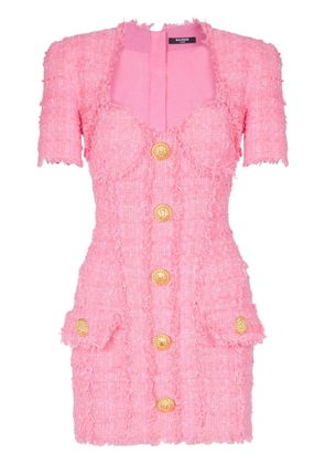 Balmain button-embellished tweed minidress - Pink