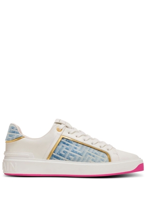 Balmain B-Court panelled leather sneakers - White